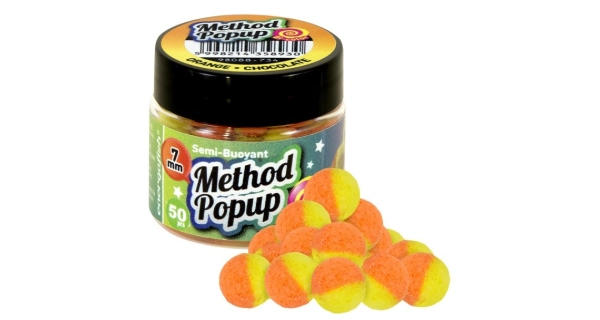 BENZAR MIX - Plávajúce boilies Pop Up Bicolor Method 7 mm 50 ks Čokoláda Pomaranč