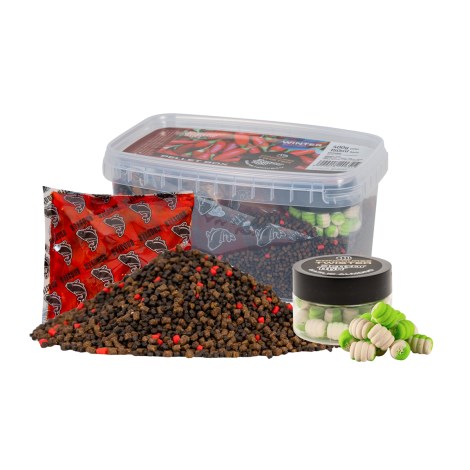 BENZAR MIX - Zimná súprava Pellet box + aróma + boilies Concourse Twister Chilli Klobása 400 g 150 ml 30 ml