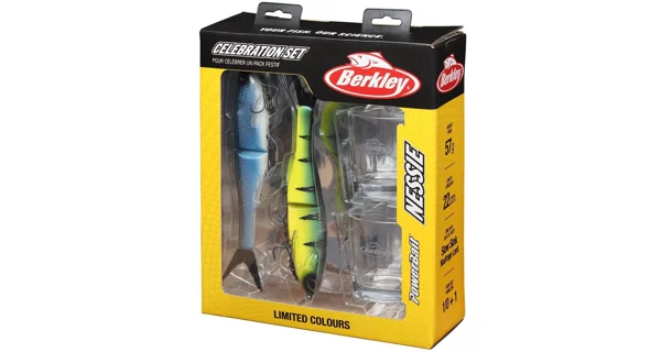 BERKLEY - Darčekový set gumových nástrah a panákov Powerbait Celebration Set Nessie 22 cm 57 g Limited Edition
