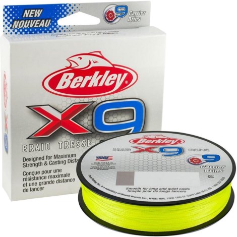 BERKLEY - Pletená šnúra X9 Braid Fluo Green 0,30 mm 31,5 kg 150 m