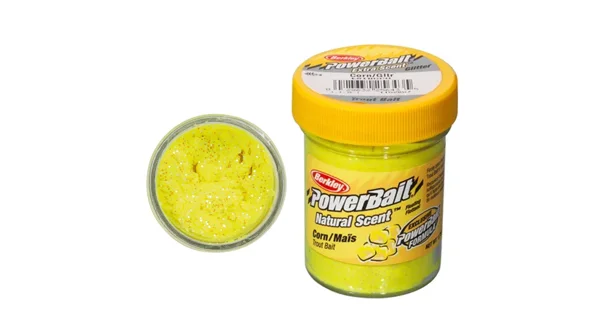 BERKLEY - Pstruhové cesto PowerBait Trout Bait Natural Glitter 50 g Corn