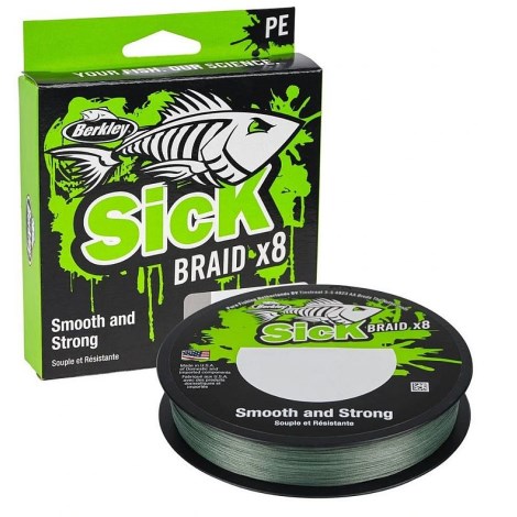 BERKLEY - Splietaná šnúra SicK Braid Moss Green Zelená 150 m 0,10 mm 7,5 kg