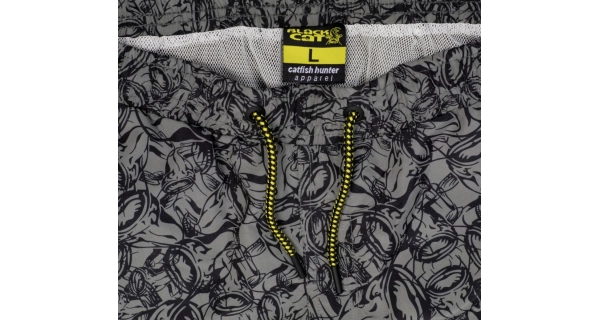 BLACK CAT - Kraťasy Beach Shorts Grey Black veľ. S
