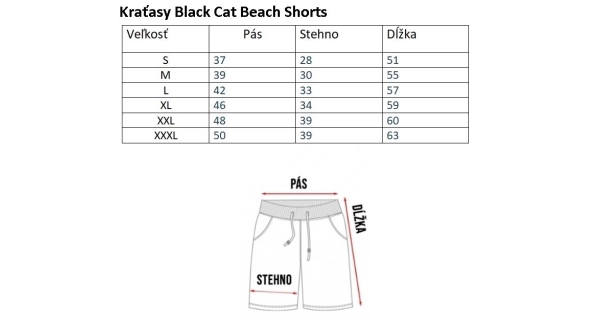 BLACK CAT - Kraťasy Beach Shorts Grey Black veľ. S