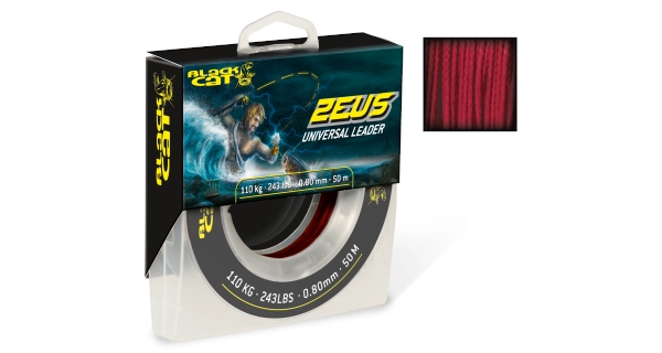 BLACK CAT - Pletená sumcová šnúra Zeus Line 0,6 mm 85 kg 70 m červená