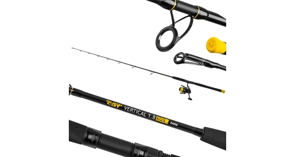 BLACK CAT - Prút Hard Core Combo Vertical Rod 1,8 m 240 g + Navijak Black Passion FD 50