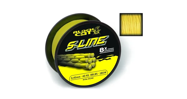 BLACK CAT - Splietaná šnúra S-Line Žltá 0,38 mm 40 kg 3000 m
