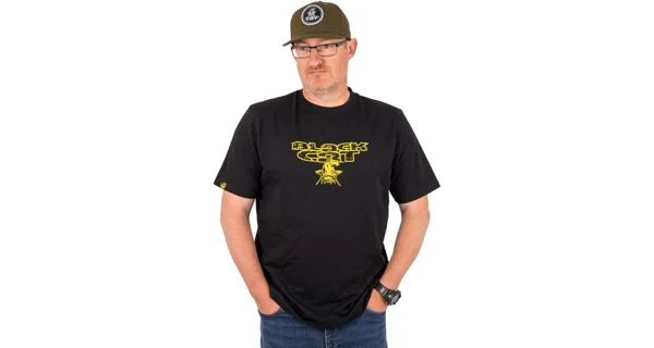 BLACK CAT - Tričko Distressed Logo Black Tee veľ. L