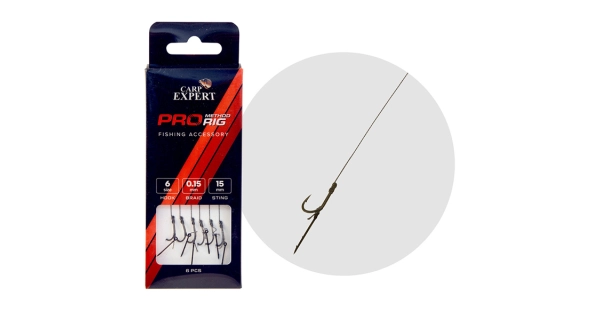 CARP EXPERT - Hotový náväzec Pre Method Hair Rig veľ. 14 Hrot 7 mm 6 ks