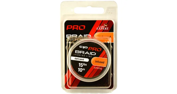 CARP EXPERT - Pletená náväzcová šnúra Pro Infused 25 lb 10 m Dark Sand