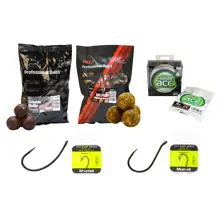 CARP EXPERT - Sada boilies s háčikmi Curve Shank + Chodda + Vlasec