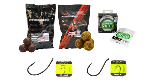 CARP EXPERT - Sada boilies s háčikmi Curve Shank + Chodda + Vlasec