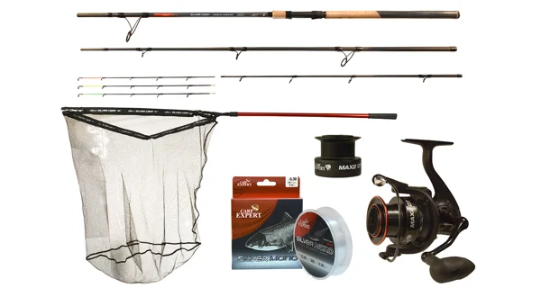 CARP EXPERT - Set Prút Silver Carp Heavy Feeder 3,9 m 100-200 g + Navijak Max2 DT 6000 + Podberák Silver Carp