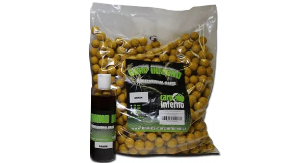 CARP INFERNO - Boilies Light Line 20 mm 3 kg + 250 ml Booster Banán
