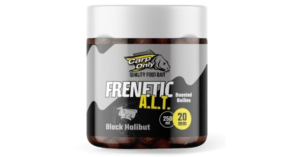 CARP-ONLY - Dipovaný boilies Frenetic ALT Black Halibut 20 mm 250 ml