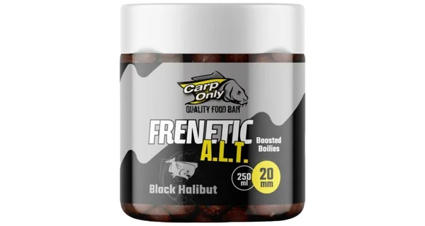 CARP-ONLY - Dipovaný boilies Frenetic ALT Black Halibut 24 mm 250 ml