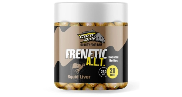 CARP-ONLY - Dipovaný boilies Frenetic ALT Kalmáre Pečeň 20 mm 250 ml