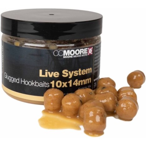 CC MOORE - Dumbels v dipe Glugged Hookbaits Live System 10 x 14 mm 50 ks