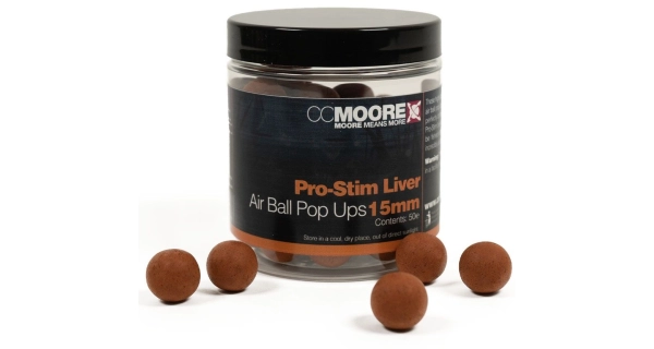 CC MOORE - Plávajúce boilies Air Ball Pop Ups Pro-Stim Liver 15 mm 50 ks