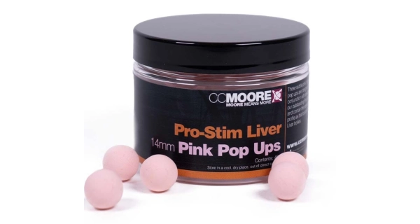 CC MOORE - Plávajúce boilies Pro-Stim Liver Pink Pop Ups 14 mm 45 ks
