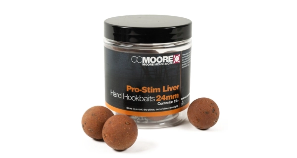 CC MOORE - Tvrdené boilies Pro-Stim Liver Hard Hookbaits 24 mm 15 ks