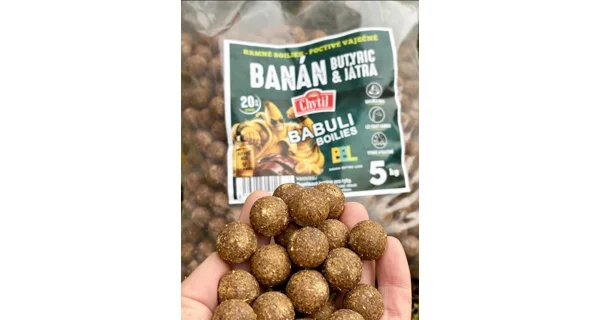 CHYTIL - Kŕmne boilies 24 mm 5 kg Banán Butyric & Pečeň