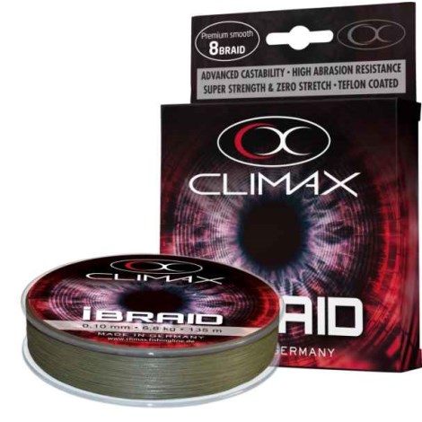 CLIMAX - Pletená šnúra iBraid Zelená Oliva 135 m 0,10 mm 6,8 kg