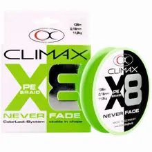 CLIMAX - Pletená šnúra Never Fade 8x Pe-Braid Green 0,14 mm 11,2 kg 135 m