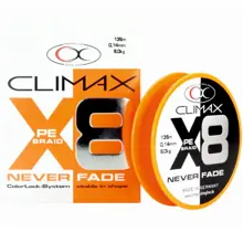 CLIMAX - Pletená šnúra Never Fade 8x Pe-Braid Orange 0,14 mm 11,2 kg 135 m