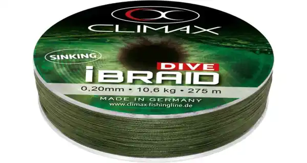 CLIMAX - Potápavá šnúra iBraid DIVE 0,12 mm 5 kg 135 m Olivová