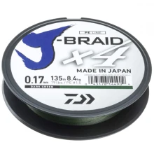 DAIWA - Pletená šnúra J-Braid 4 Tmavo zelená 0,17 mm 8,4 kg 135 m