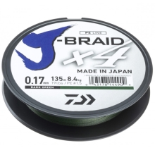 DAIWA - Pletená šnúra J-Braid 4 Tmavozelená 0,15 mm 6,9 kg 135 m