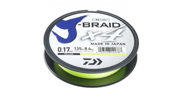 DAIWA - Pletená šnúra J-Braid 4 Žltá 0,19 mm 10,2 kg 135 m