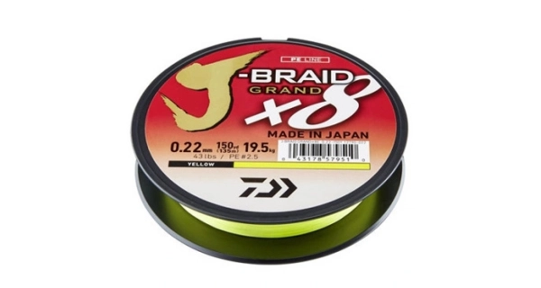 DAIWA - Pletená šnúra J-Braid Grand X8E Chartreuse 0,28 mm 26,5 kg 135 m