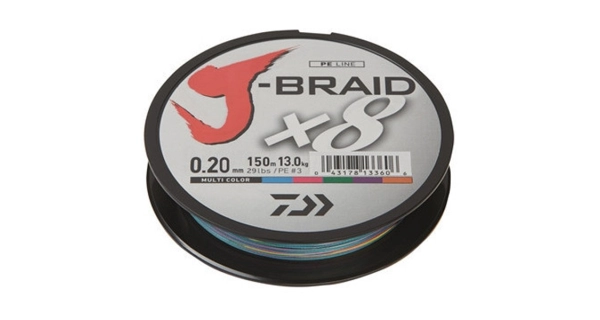 DAIWA - Pletená šnúra J-Braid X8 Multicolor 0,20 mm 13 kg 150 m