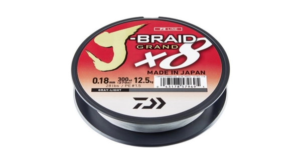 DAIWA - Pletená šnúra J-Braid X8 Svetlosivá 0,28 mm 26,5 kg 135 m