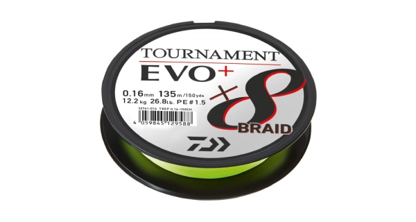DAIWA - Pletená šnúra Tournament X8 Braid Evo + Chartreuse 0,10 mm 135 m
