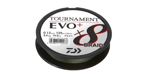 DAIWA - Pletená šnúra Tournament X8 Braid Evo + D. Green 0,14 mm 10,2 kg 135 m