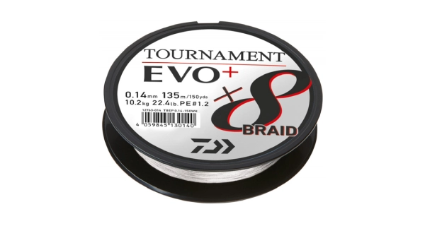 DAIWA - Pletená šnúra Tournament X8 Braid Evo+ White 0,14 mm 10,20 kg 135 m
