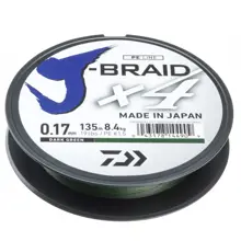 DAIWA - Splietaná šnúra J-Braid X4 0,19 mm 10,2 kg 135 m Tmavo zelená