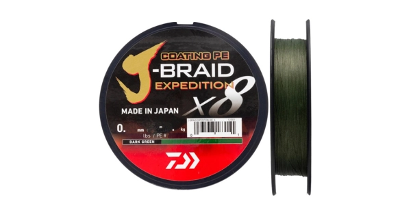 DAIWA - Splietaná šnúra J-Braid X8 Expedition Dark Green 0,13 mm 8,4 kg 150 m