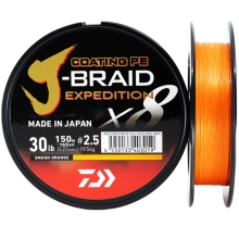 DAIWA - Splietaná šnúra J-Braid X8 Expedition Smash Orange 0,06 mm 5,2 kg 150 m