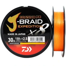 DAIWA - Splietaná šnúra J-Braid X8 Expedition Smash Orange 0,20 mm 16 kg 150 m