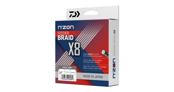 DAIWA - Splietaná šnúra N'Zon X8 Braid Steel Gray 0,12 mm 8,5 kg 150 m