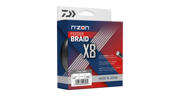 DAIWA - Splietaná šnúra N'Zon X8 Braid Steel Gray 0,12 mm 8,5 kg 150 m