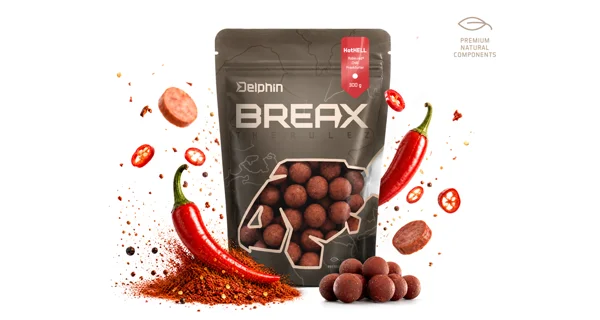 DELPHIN - Boilies BreaX HotHELL 20 mm 300 g Robin red Chilli Fr.Klobása