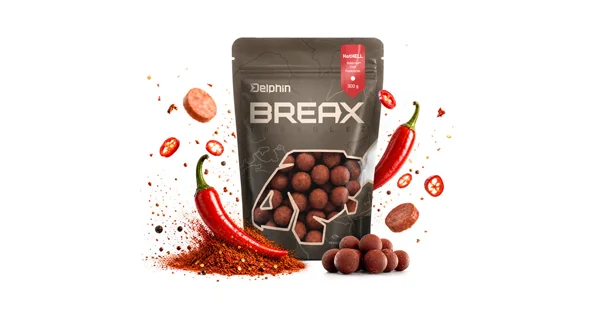 DELPHIN - Boilies BreaX HotHELL 20 mm 300 g Robin red Chilli Fr.Klobása
