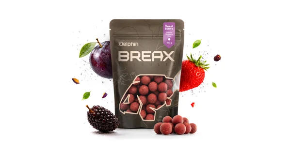 DELPHIN - Boilies BreaX SweetBERRY 20 mm 300 g Moruša Jahoda Slivka
