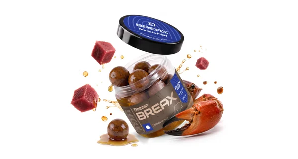 DELPHIN - Boilies v dipe BreaX MonstaFISH Monster Krab Tuniak 20 mm 200 ml