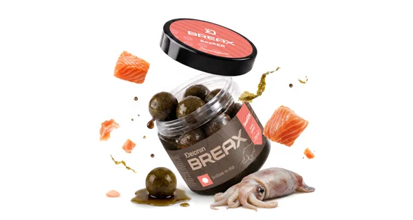 DELPHIN - Boilies v dipe BreaX SeaKER Olejheň Losos 20 mm 200 ml